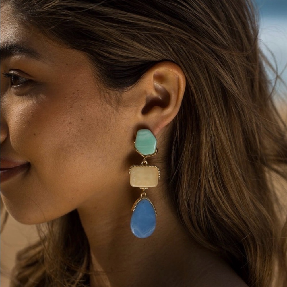 Triple Multicolor Dangle Earrings - image 2